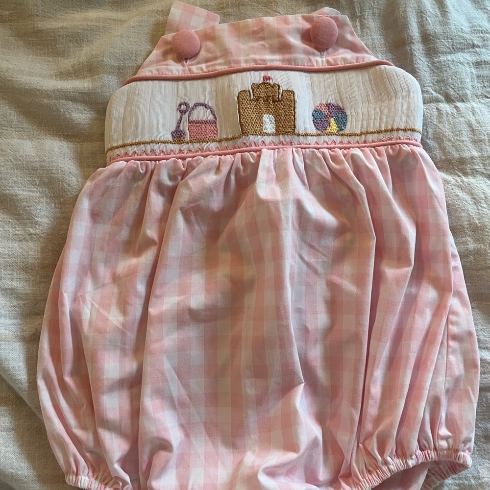 Charming Pink Gingham Baby Romper